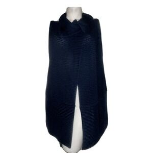 Chicos Petite Navy Blue Knit Sleeveless Cardigan Vest Shawl Collar Size XLP (3P)